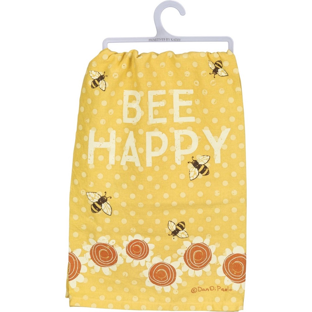 Primitives by Kathy Bee Happy Yellow Kitchen Towel